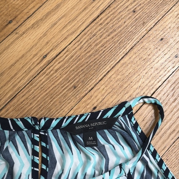 BANANA REPUBLIC Sleeveless Dress Belted Tie Waist Geometric Print Size Medium - Picture 2 of 6